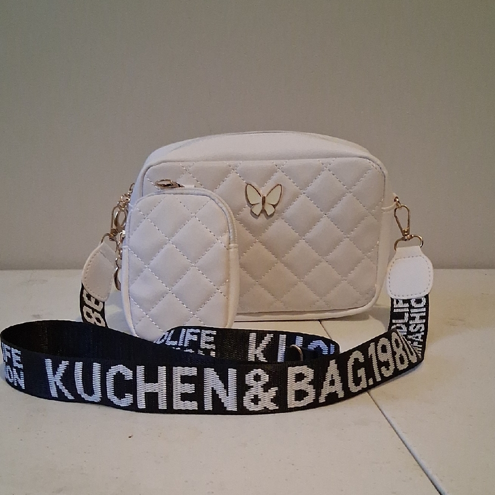 White Quilted Crossbody Bag Set